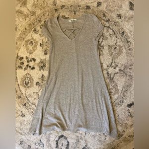 Almost Famous Heathered Grey V Neck Tshirt Dress Women’s Large